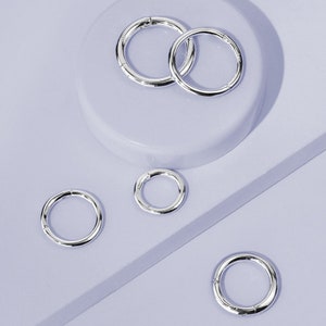 Anneau en or massif 14 carats sans couture, segment articulé, créole, boucle d'oreille, conque, cartilage, hélice, tragus, daith, tour, septum, nez, lèvre, piercing, bijoux image 3