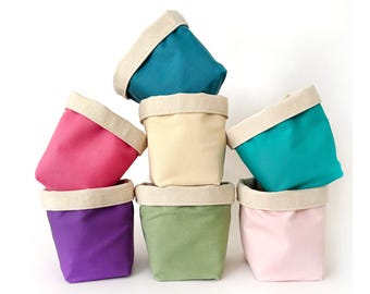 Fabric Baskets in Solid Colors | Reversible Storage and Organizer Bin | Home Decor Plant Basket | 4 Sizes to Choose From