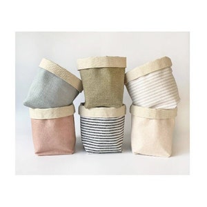 Linen & Canvas Fabric Basket | Reversible Storage and Organizer Bin | Home Decor Plant Basket | 4 Sizes to Choose From