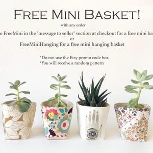Hanging Fabric Mini Basket | Small Reversible Canvas Storage & Organizer Bin | Washable Home Decor Plant Basket image 12