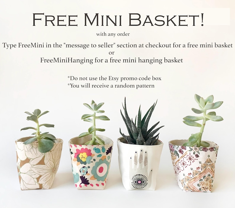 Hanging Fabric Mini Basket | Small Reversible Canvas Storage & Organizer Bin | Washable Home Decor Plant Basket image 12