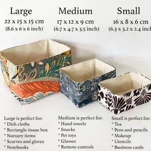 Rectangle Fabric Basket | Reversible Canvas Storage & Organizer Bin | Washable Home Decor | 3 Sizes to Choose From image 6