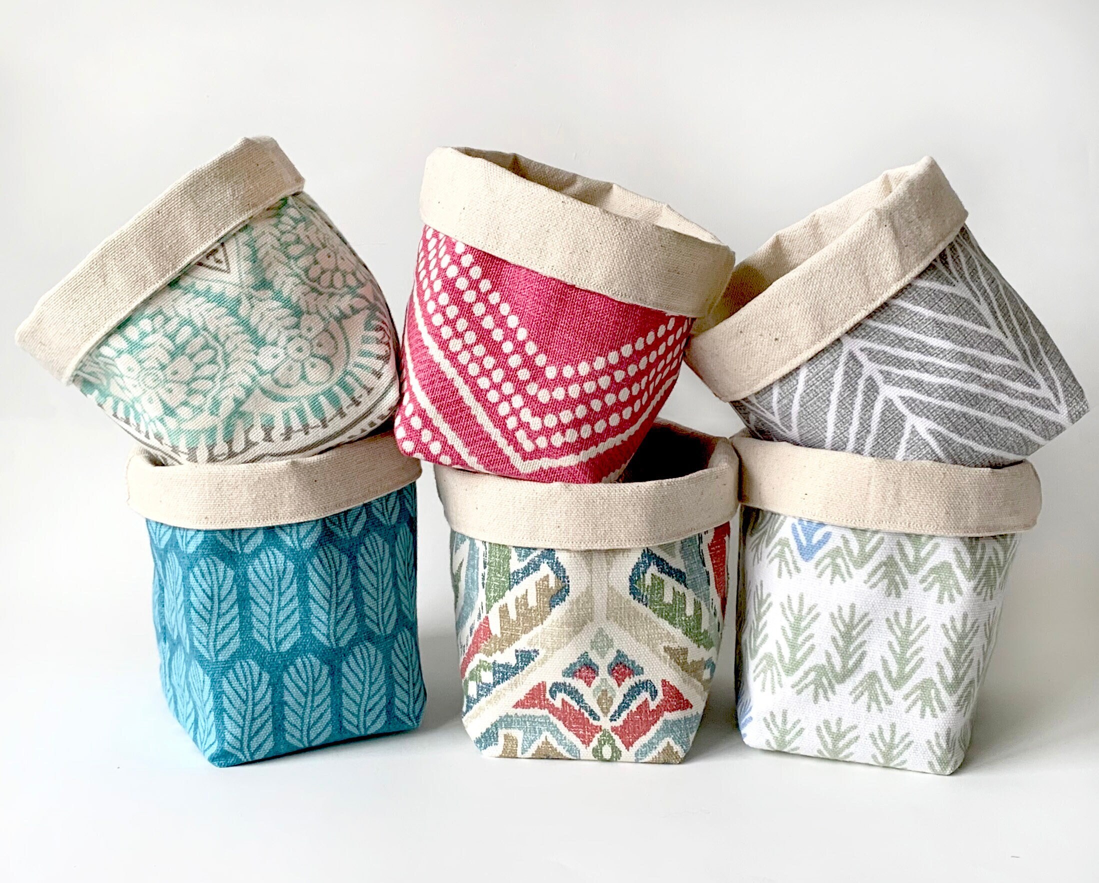 Cesta de tela / Almacenamiento reversible de lona & Contenedor | Etsy