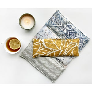 Weighted Eye Pillow Aromatherapy Microwavable Rice Pack | Scented Hot or Cold Therapy Sinus Relief | Chamomile & Rose | Lavender | Pine