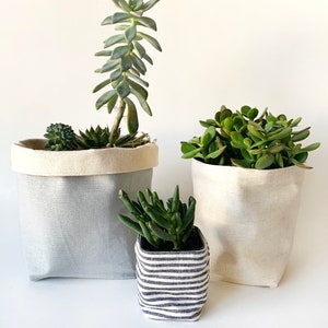 Linen & Canvas Fabric Basket Reversible Storage and Organizer Bin Home Decor Plant Basket 4 Sizes to Choose From image 2