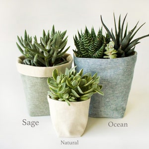 Linen & Canvas Fabric Basket Reversible Storage and Organizer Bin Home Decor Plant Basket 4 Sizes to Choose From image 3