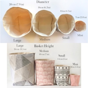 Boho Fabric Basket Reversible Canvas Storage & Organizer Bin Washable Home Decor Plant Basket 4 Sizes to Choose From image 5