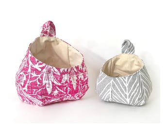 Bubble Pod Hanging Fabric Basket | Canvas Storage & Organizer Bin | Washable Home Decor | Small or Medium