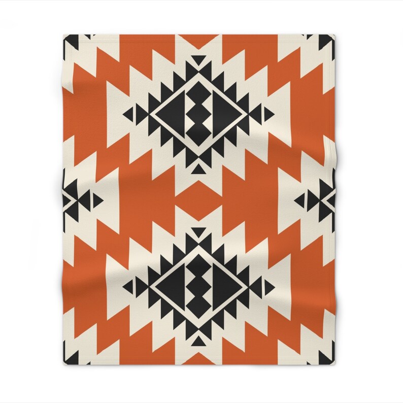 Aztec Blanket Orange Southwestern Blanket Alpaca Outdoor Etsy