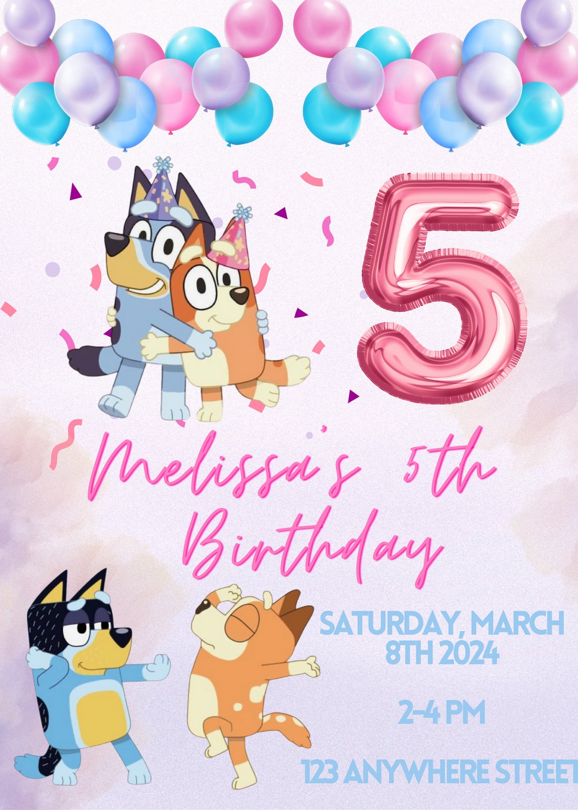 Bluey Birthday Invitation, Bluey Family, Editable Digital Download ...