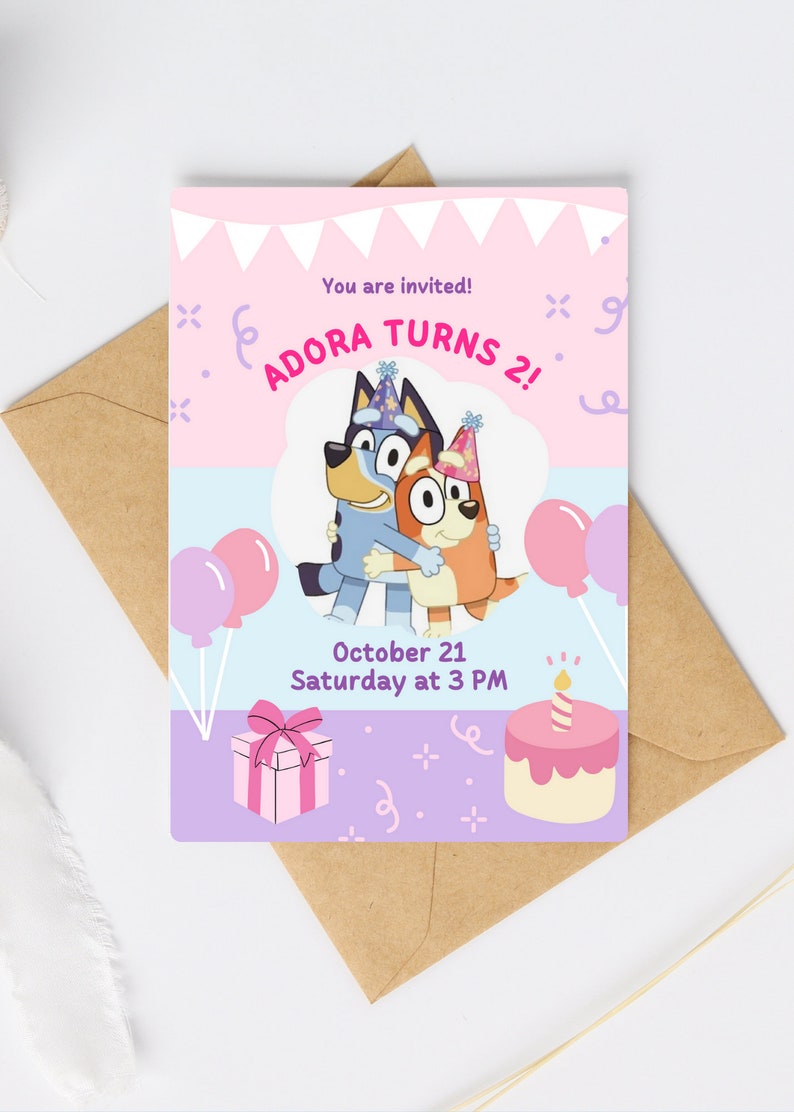 Bluey Birthday Invitation, Bluey Family, Editable Digital Download ...