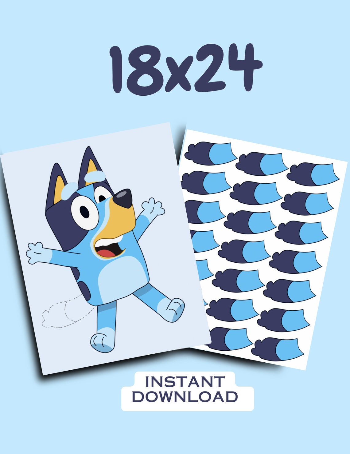 Pin the Tail on Bluey Party Game Poster, Bluey Family, Bluey