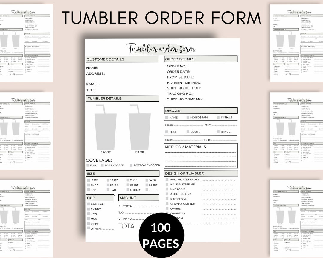 Tumbler Order Form Templates, Business Order Forms, Invoice Template ...