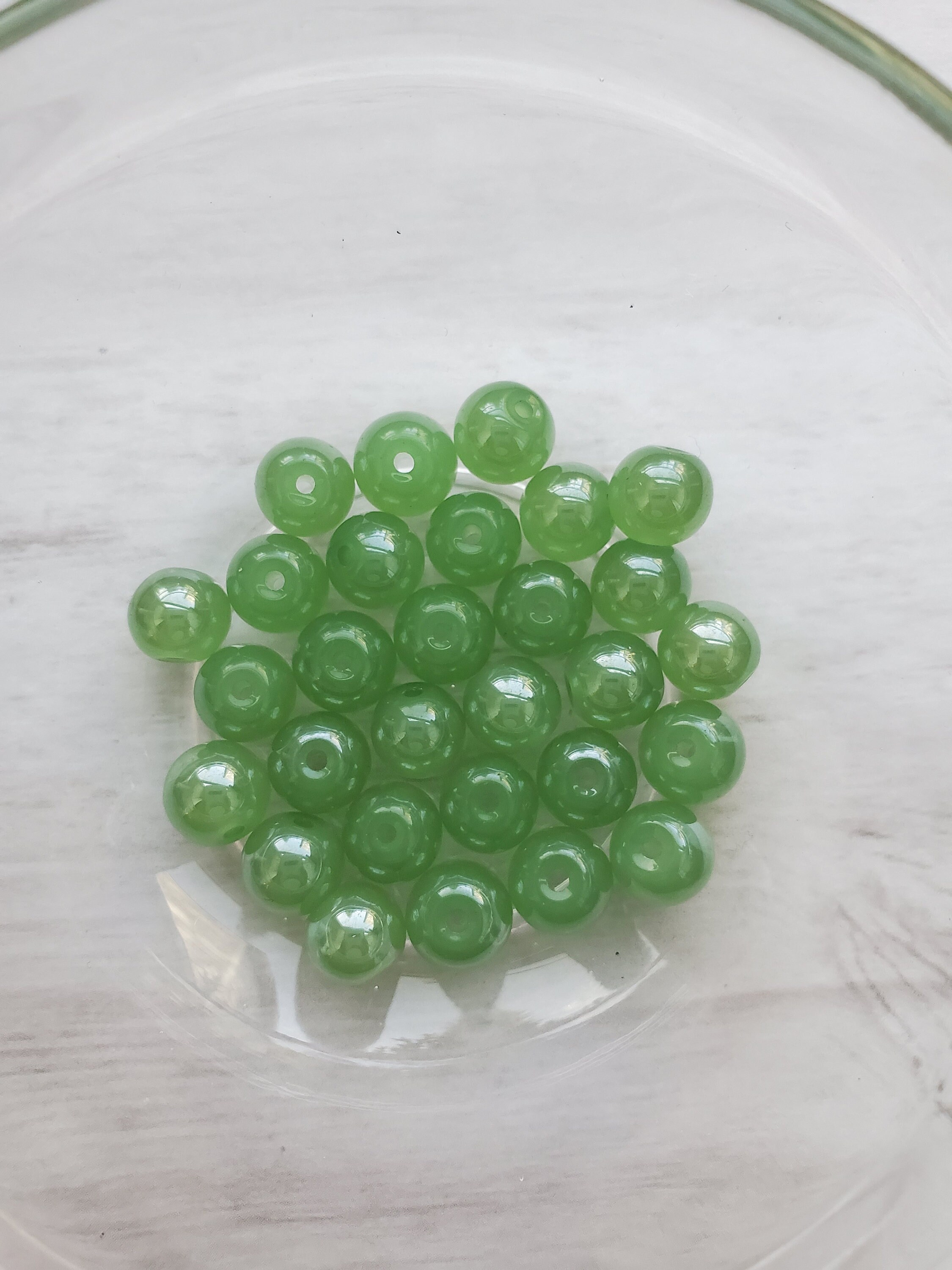 Vibrant Green Glass Beads 29 Pieces 8 mm Polished Center Etsy