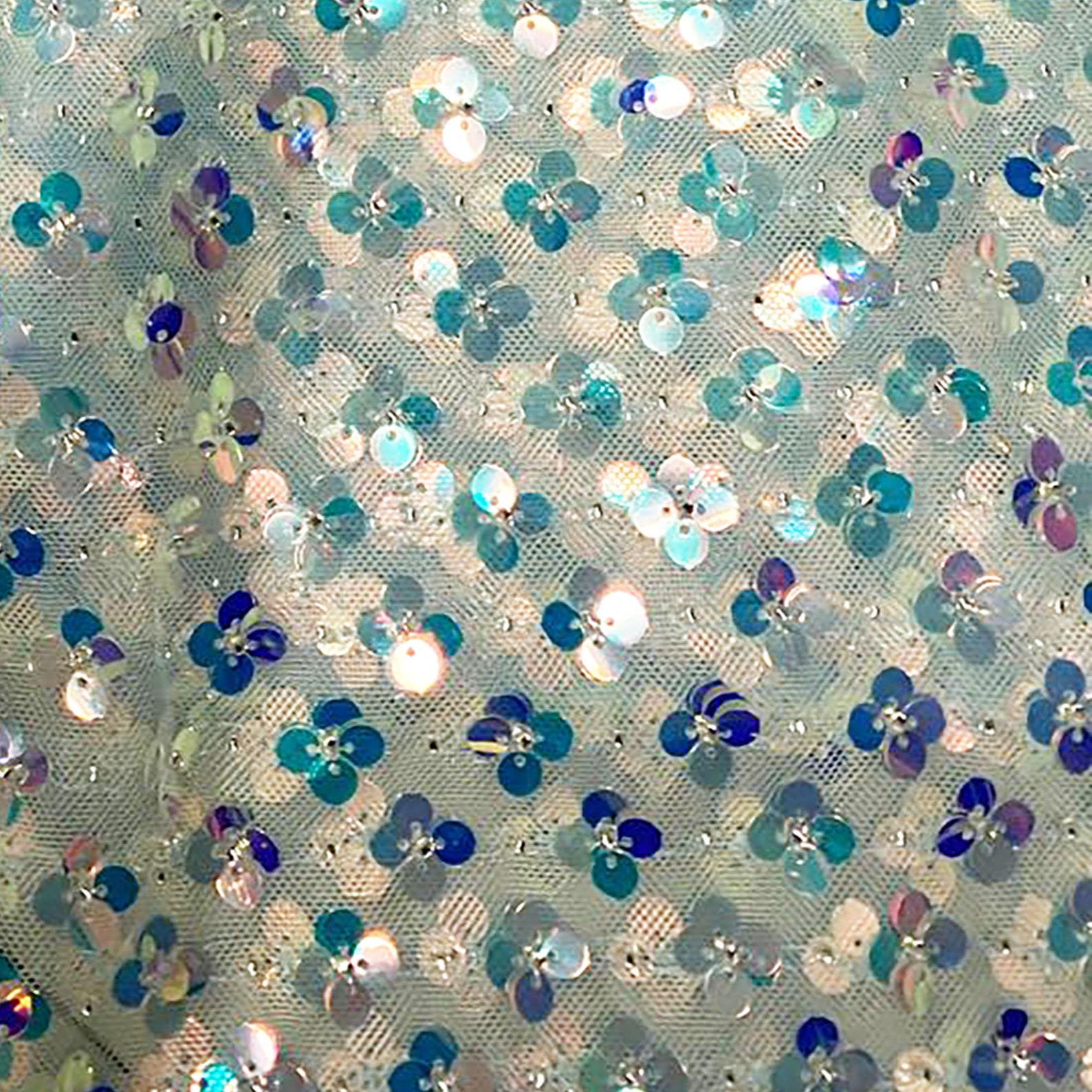 Flower design Iridescent Sequins w/bead Fabric on Mesh Fabric Etsy