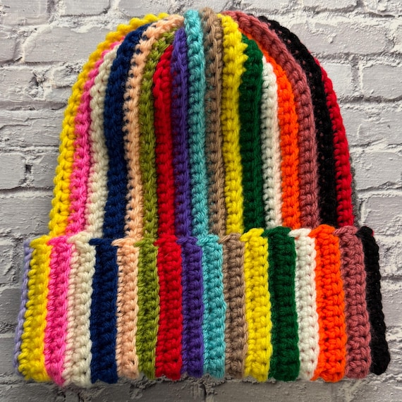 Multicolor Crochet Scrap Beanie, Scrap Crochet Hat, Streetwear Beanie, Multicolor Beanie, Recycled Beanie, Handmade Rainbow Beanie
