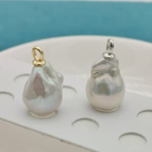 3A 1個 12-13 mm ティアドロップ バロック パール ペンダント、ホワイト ドロップレット バロック パール ネックレス チャーム、天然淡水フレイムボール パール