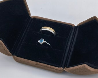 Brown Double Slots Velvet Ring Box, Wedding Ring Box, Engagement Ring Box, Oxford Ring Box, Proposal Ring Box, Earrings Box