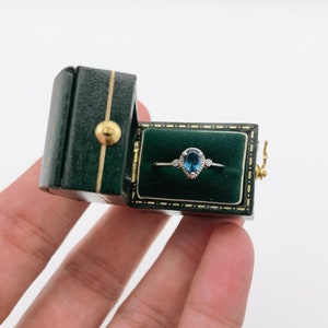 Vintage Style Green Rectangle Ring Box Handmade, Engagement & Wedding Set Elegant Keepsake Box, Bridal Photo