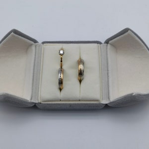 Gray Double Slots Velvet Ring Box, Wedding Ring Box, Engagement Ring Box, Oxford Ring Box, Proposal Ring Box, Earrings Box