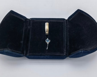 Navy Blue Single Slots Velvet Ring Box, Wedding Ring Box, Engagement Ring Box, Oxford Ring Box, Proposal Ring Box, Earrings Box