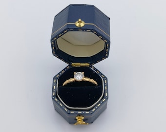 Vintage Style Octagon Hexagon Ring Box Handmade, Engagement & Wedding Set Elegant Keepsake Box, Bridal Photo, Vintage Ring Box