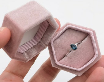 Rosa Single Slot Samt Ring Box, Ehering Box, Verlobungsring Box, Oxford Ring Box, Vorschlag Ring Box, Ohrringe Box