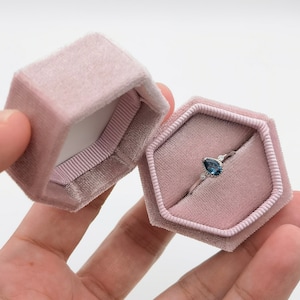 Caja de anillo de terciopelo de una sola ranura de color rosa claro, caja de anillo de boda, caja de anillo de compromiso, caja de anillo Oxford, caja de anillo de propuesta, caja de pendientes