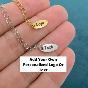 10pcs 12x5mm Oval Custom Engraved Extension Chain Tags, Stainless Steel Logo Name Charms for Jewelry Making, Personalized Tags