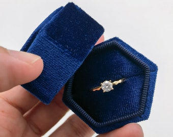 Royal Blue Single Slot Velvet Ring Box, Wedding Ring Box, Engagement Ring Box, Oxford Ring Box, Proposal Ring Box, Earrings Box