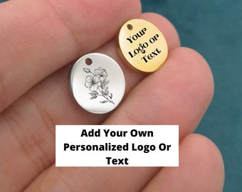 10pcs 13mm 18k Gold Plated Round Disc Tags, Custom Engraving Stainless Steel Tags for DIY Jewelry Making, Personalized Charms