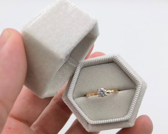 Gray Single Slot Velvet Ring Box, Wedding Ring Box, Engagement Ring Box, Oxford Ring Box, Proposal Ring Box, Earrings Box