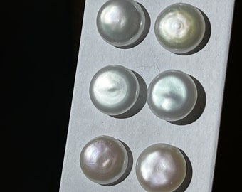 2pcs 4A 12-13mm Freshwater Coin Pearl, White Round Freshwater Pearls, Wholesale Pearls, Loose Pearls, Handmade Diy Jewelry Making