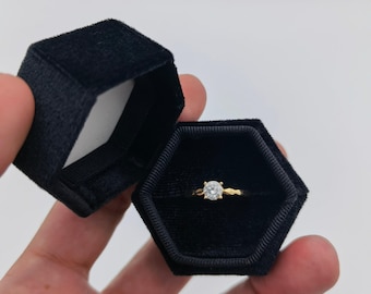 Black single slot velvet ring box, wedding ring box, engagement ring box, oxford ring box, proposal ring box, earrings box