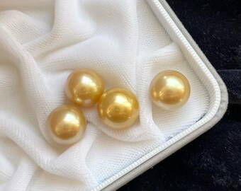 3A 11-15mm medium golden south sea pearl, semi round nearly round loose pearl, single loose pearl bead for diy jewelry making