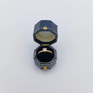 Vintage style octagon hexagon ring box handmade, engagement & wedding set elegant keepsake box, bridal photo, vintage ring box