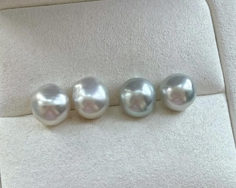 4A 9-15mm Australian white south sea baroque pearl, round loose pearl with strong luster and minimal blemish, single bead for jewelry
