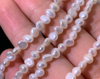 50% Off 2A 3-4mm Round Nugget Freshwater Pearls, Wholesale Natural Pearl Strand for Jewelry Making