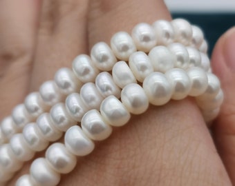 50% OFF Aaa 6mm high luster button round freshwater pearls, white freshwater pearls, rondelle pearl beads