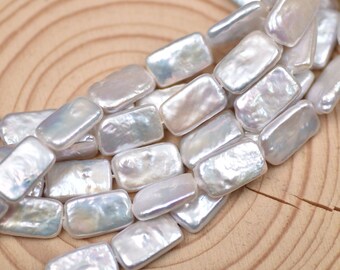 4A 10-11mm Baroque Rectangular Block Natural Freshwater Pearl Strand, 38-40cm, 22pcs for Jewelry Making