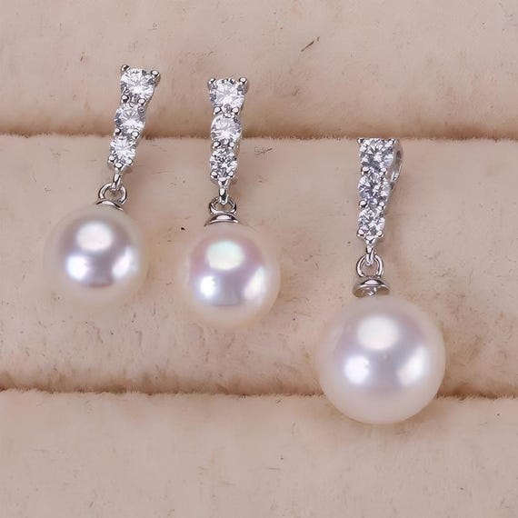 DIY Pearl Accessories Set S925 Silver Three Diamond Princess Style