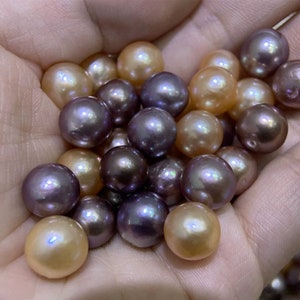 2A 9-10mm Freshwater Pink and Purple Pearl, Nearly Round Loose Pearl Bead, 1pc, Wholesale Pearls