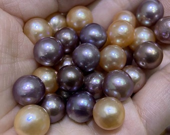 2A 9-10mm Freshwater Pink and Purple Pearl, Nearly Round Loose Pearl Bead, 1pc, Wholesale Pearls