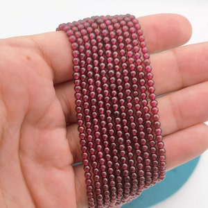 3mm Garnet Beads Round, Polished Garnet Bead, Garnet Strand, High Quality Garnet, Grade A Garnet