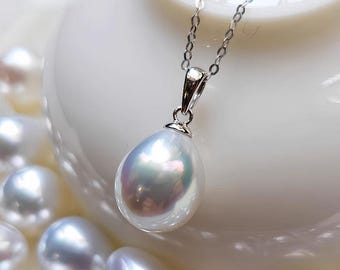 18k gold 5A 8-13mm australian white south sea pearl pendant, drop shape high luster silky pearl, luxury jewelry, pearl wholesale