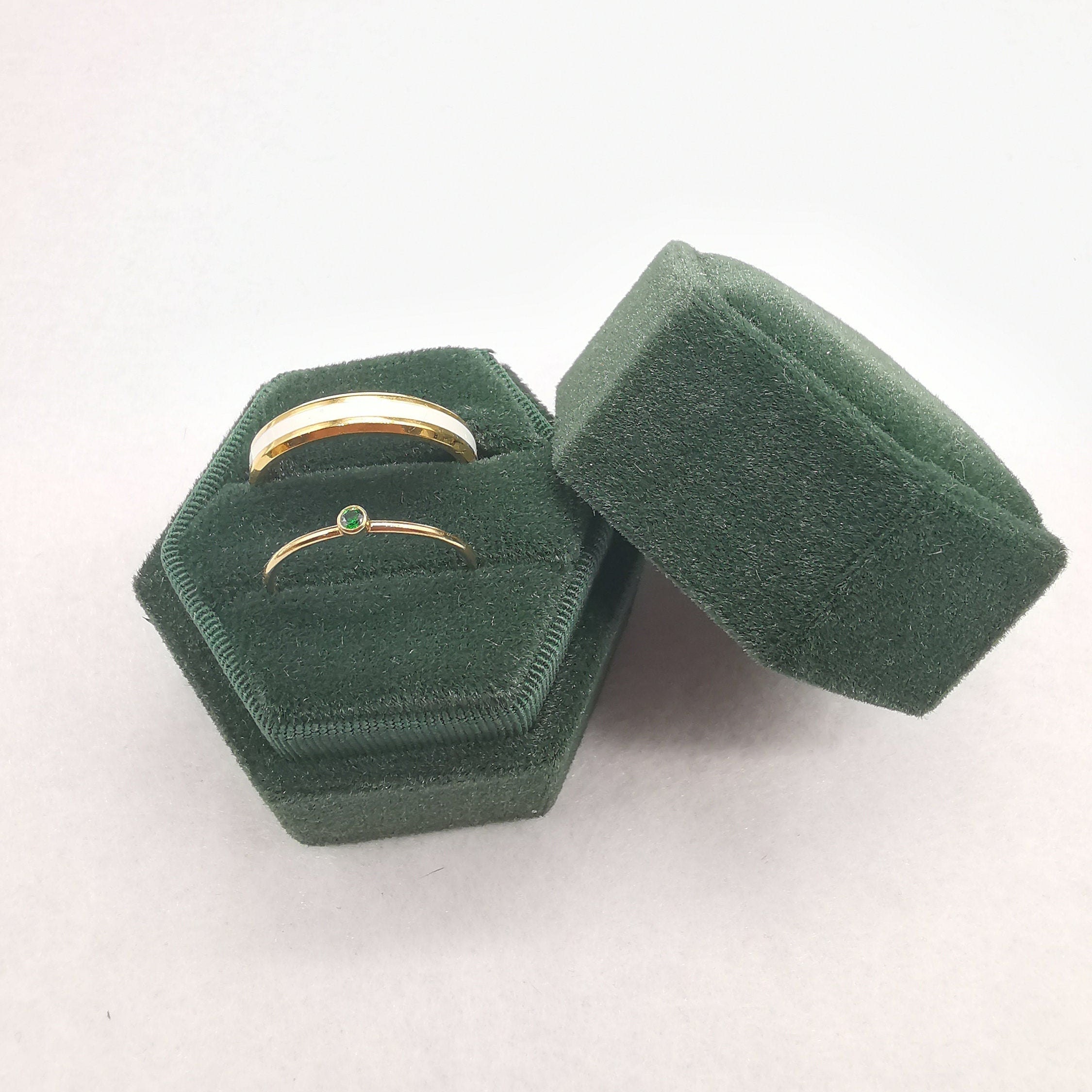 Green Velvet Ring Box Wedding Ring Box Ring Bearer Box Etsy