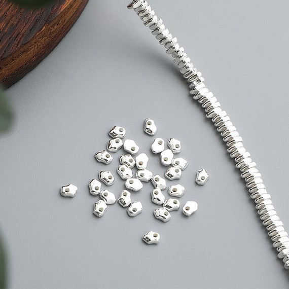 10pcs 3mm 4mm S925 Sterling Silver Irregular Spacer Beads, DIY