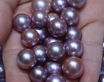 4A 7-13 mm Perles d'eau douce violet foncé rose foncé, perles en vrac presque sans défaut, perles rondes, perles en gros, perles en vrac, 1 pièce