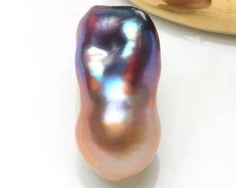 4A Avocado Purple Baroque Freshwater Pearl 11–12mm, high luster iridescent loose pearl, undrilled or half drilled, 1pc for diy jewelry
