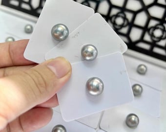 5A 8-13mm platinum grey Tahitian pearl, natural saltwater loose pearl with strong lustre, undrilled half drilled 1mm or fully drilled 0.7mm